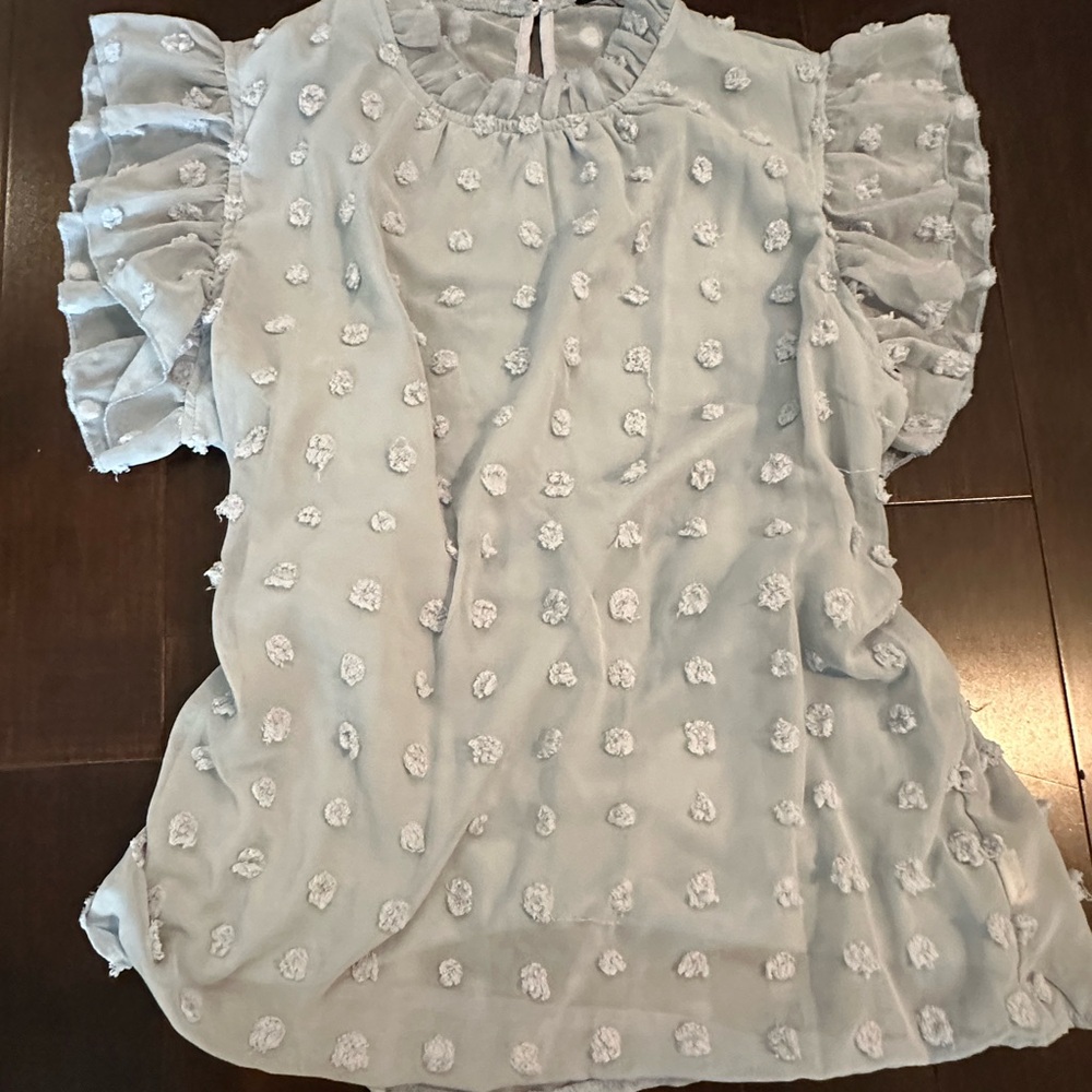 SHEIN Curve Baby Blue Flutter Sleeve Blouse